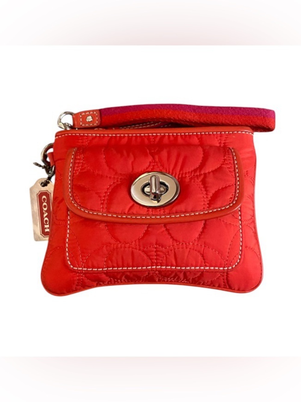 Coach quilted nylon zip around turnlock wristlet